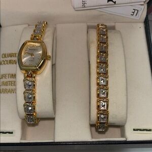 Gold and Silver Watch and Bracelet Set